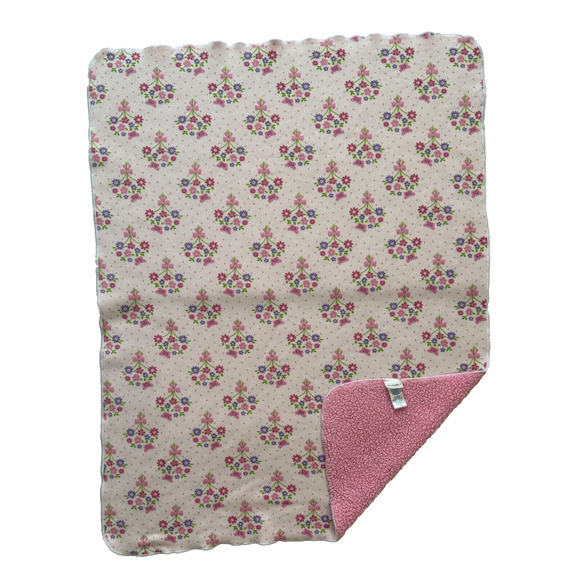 Kidgets Pink Purple Bouquet Flowers Floral Sherpa Baby Lovey Security Blanket - Picture 1 of 6